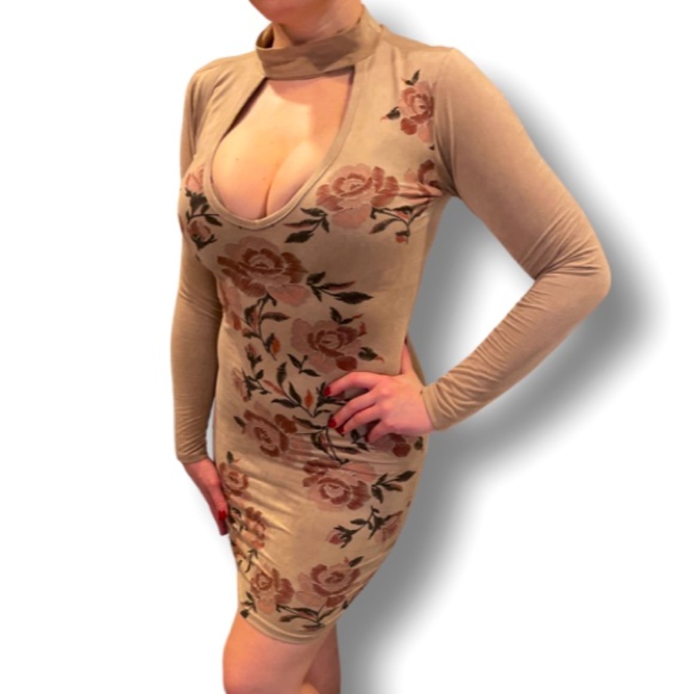 Sexy long sleeve floral dress size S